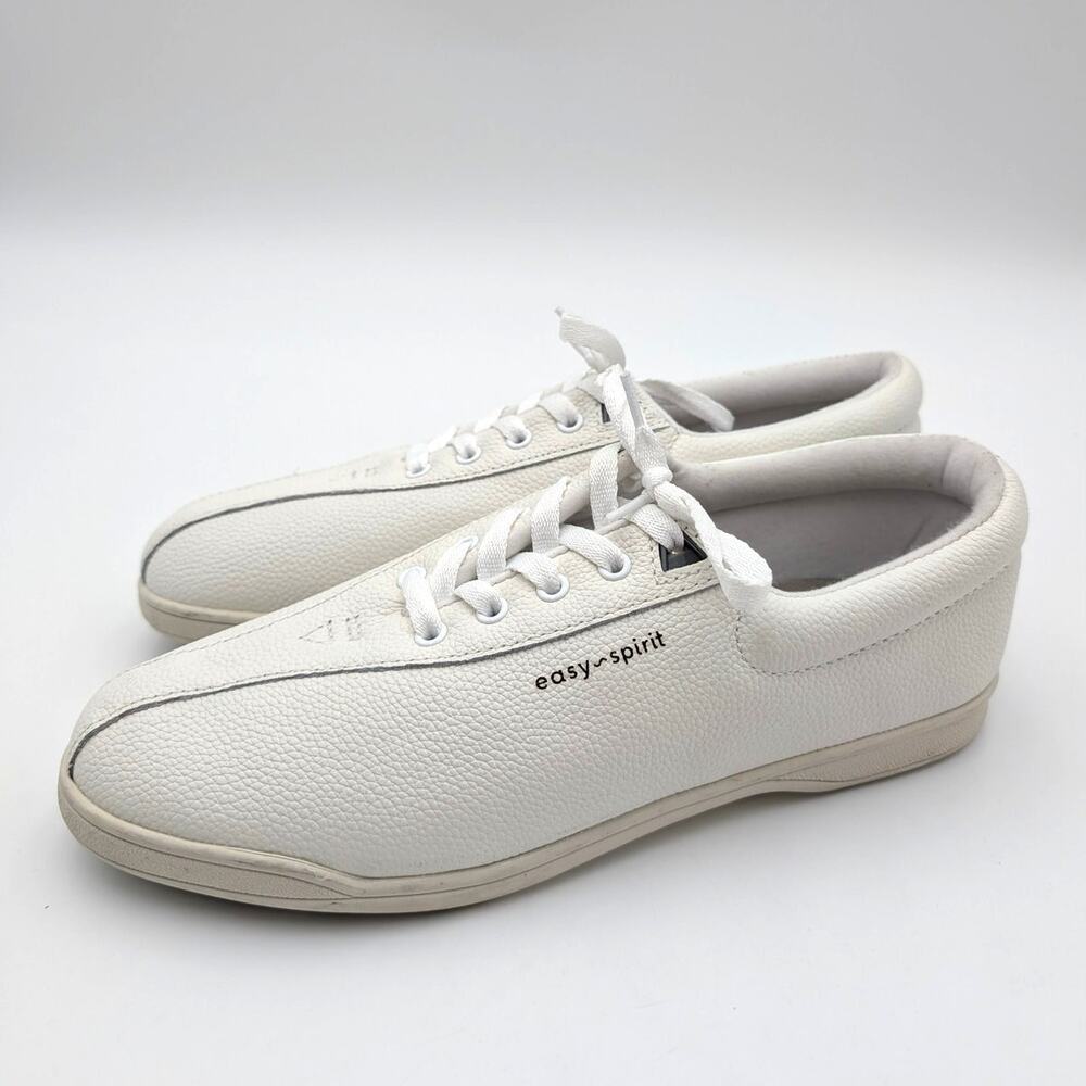 Easy Spirit AP1 Lace-Up Sneaker Shoes Women's White Leather Size US10N EU40.5